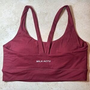 MILK ACTV Milkstain Apperal Women's Maroon Sports Bra Size XL Padded EUC
